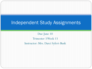 Independent Study Assignments - mrssyfert