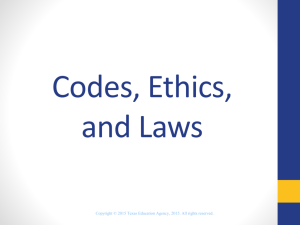 Codes, Ethics and Laws