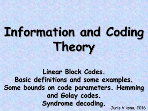 Linear codes - basic definitions and some examples