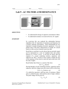 Lab 09 - AC Filters - University of Virginia