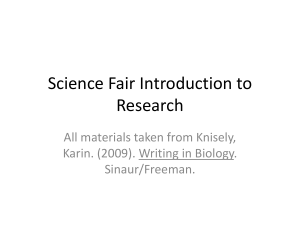 Science Project Introduction to Research PPT