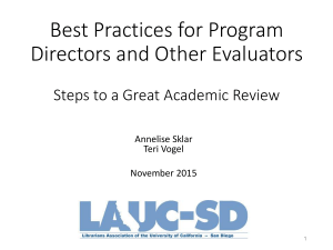 Best Practices for Program Directors and Other Evaluators
