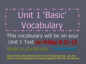 Unit 1 Vocabulary - Paulding County Schools