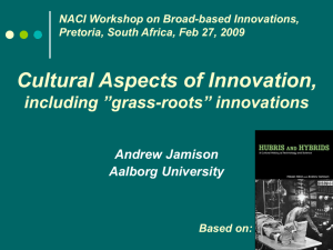 Cultural Aspects of Innovation, including "grass