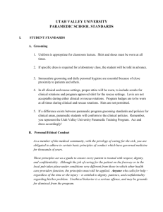 utah valley university paramedic school standards