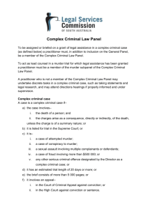 Information on the Complex Criminal Law Panel and Application