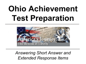 Ohio Achievement Test Preparation Answering Short Answer and