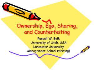 Ownership, Ego, Sharing, and Counterfeiting