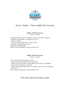 Kenny's Italian ~ Dinner Buffet Style Catering