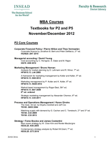 MBA Courses Textbooks for P2 and P5 November