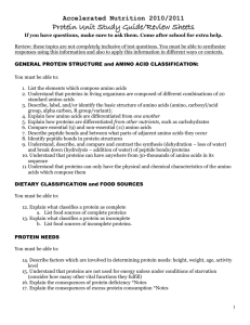 Protein Unit Study Guide/Review Sheets