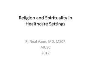 Religion and Spirituality in Healthcare Settings