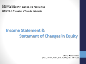 Income Statement & Statement of Changes in Equity