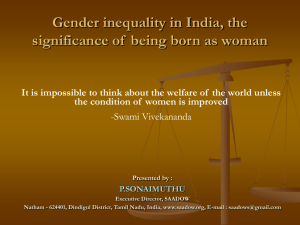 Gender inequality in India, the significance of being born a woman
