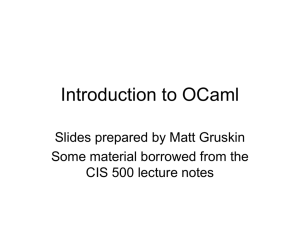Introduction to OCaml