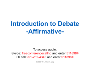 Introduction to Debate -Affirmative