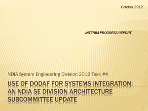Use of DoDAF for Systems Integration