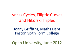 June 2012 - Lyness Cycles, Elliptic Curves and Hikorski Triples