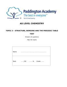 Topic 3 Test - A-level chemistry