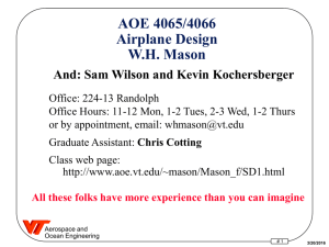 AOE 4065 Airplane Design Mason, Marchman and Kirschbaum