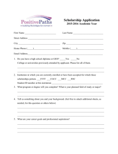 Positive Paths Scholarship Application