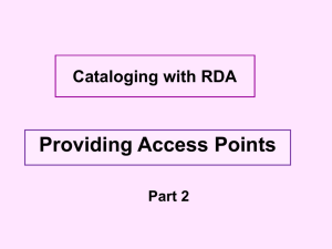 Providing Access Points with RDA, part 2