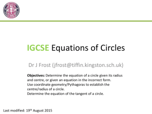 Slides: IGCSE Further Maths - Equations of Circles