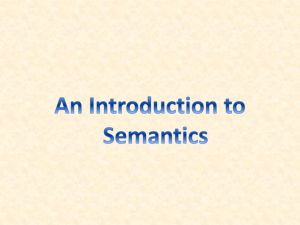 Week 4 – Intro To Semantics