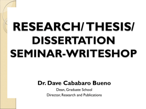 David Cababaro Bueno - Research thesis and dissertation seminar workshop