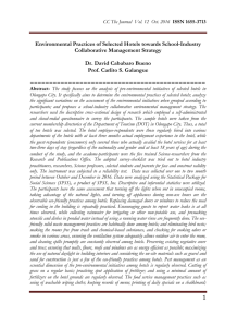 Dr. David Cababaro Bueno Environmental Practices of Selected Hotels towards School-Industry Collaborative Management Strategy Dr. David Cababaro Bueno and Prof. Carlito S. Galangue CCjournal  2016 3