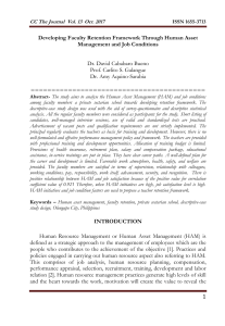 Dr. David Cababaro Bueno Developing Faculty Retention Framework Through Human Asset Management and Job Factor  CC The Journal Vol. 13 Oct. 2017 ISSN 1655-3713