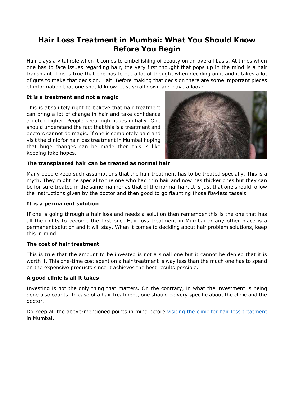 Hair Loss Treatment in Mumbai What You Should Know Before You Begin