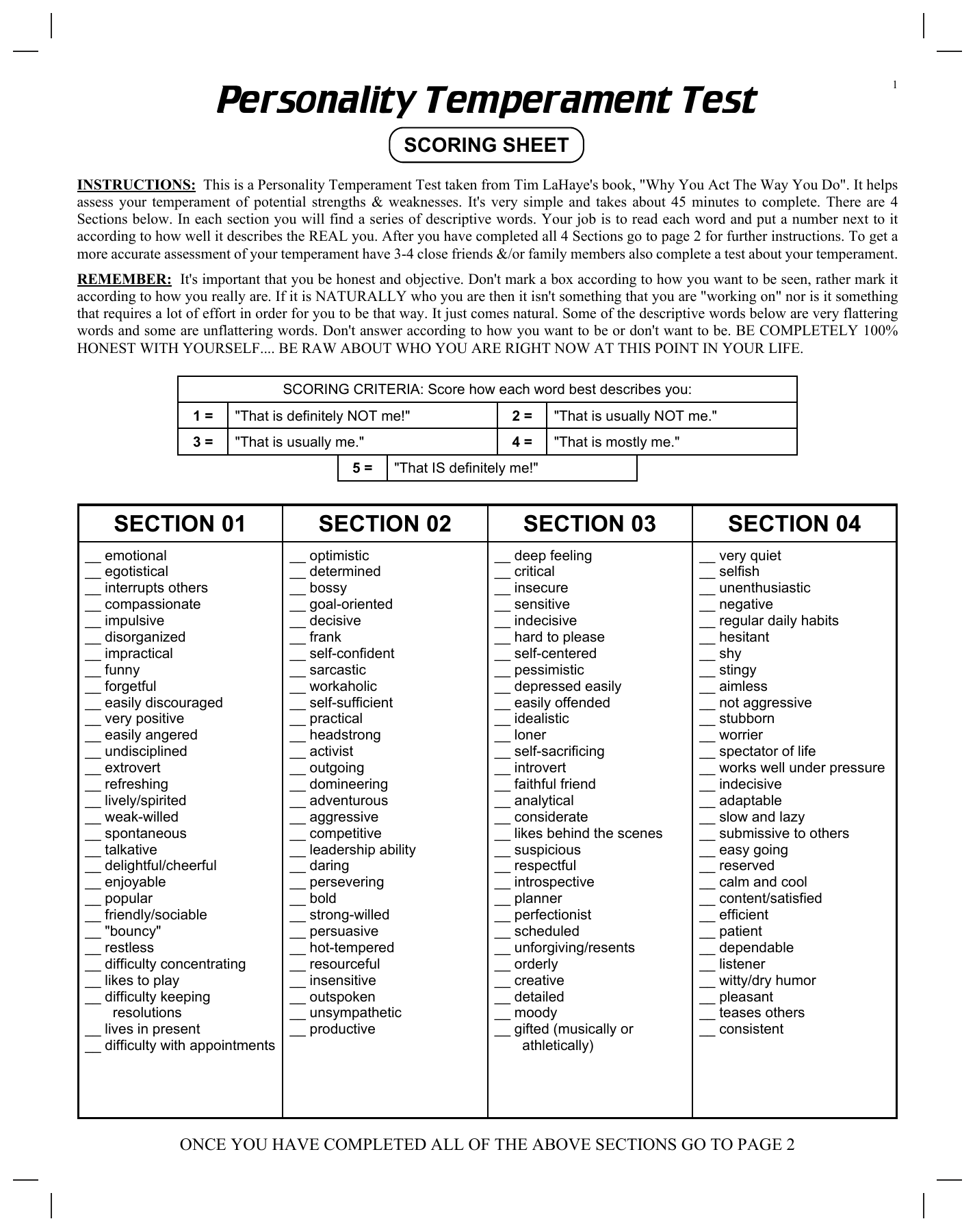 essay personality test