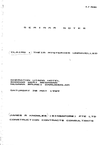 Claims - James R Knowles - Seminar - Singapore - 1989