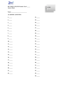 iBT TOEFL ONLINE Practice Test Answer Sheet