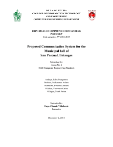 Proposed Communication System for the  Municipal hall of  San Pascual, Batangas