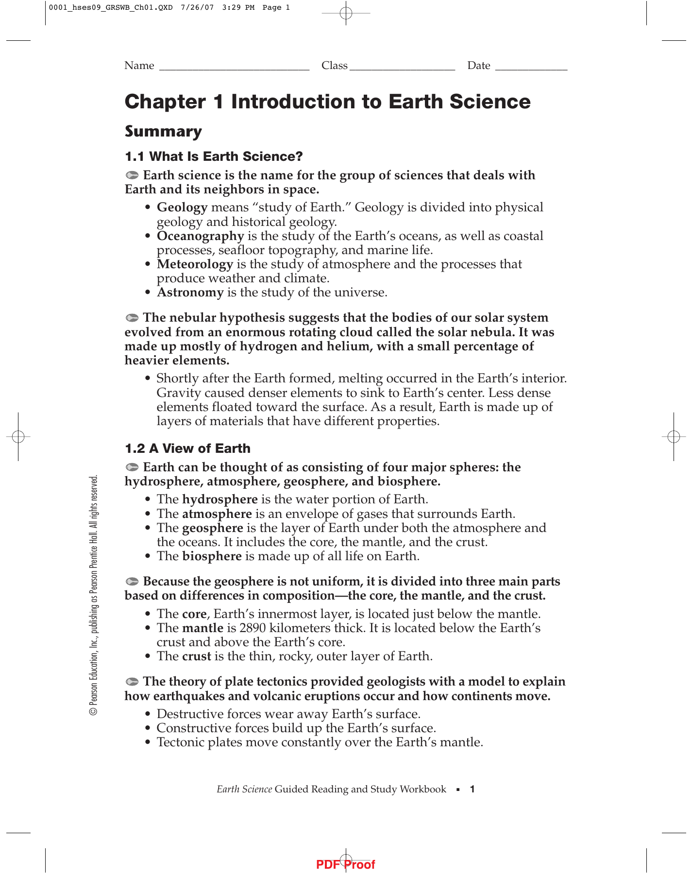 Chapter Reviews Earth Science