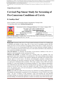 Pap Smear Study for Screening of Pre-Cancerous Conditions of Cervix