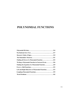 Polynomial Functions Mass Overview