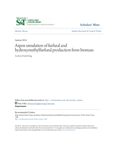 Aspen simulation of furfural and hydroxymethylfurfural production