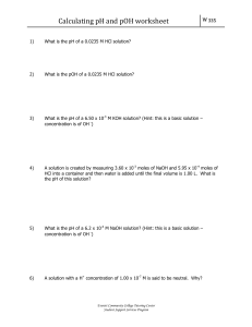 Calculating pH and pOH worksheet 2