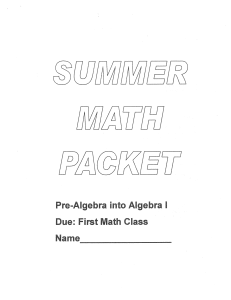 Class of 2020 Math Packet