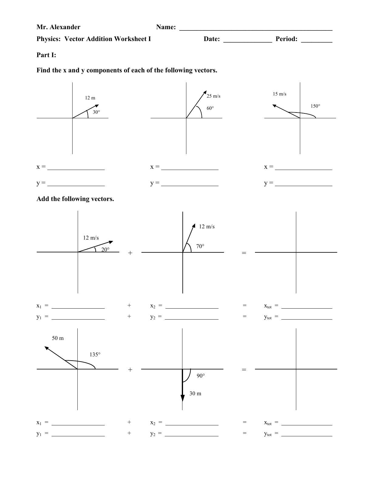 wkst-vector addition-change-20-20 Pertaining To Vector Addition Worksheet With Answers