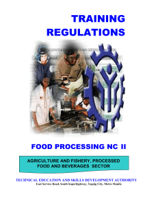 Food Processing NC II Training Regulations