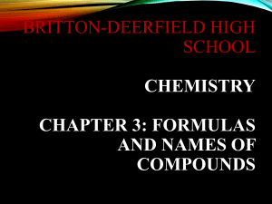 Chapter 3 Formulas and Names of Compounds