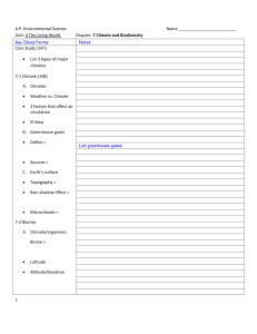 cornell notes chapter 7 climate and biodiversity (biomes)