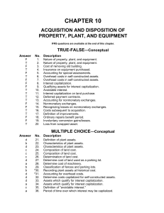 Chapter 10: Acquisitions and dispositions of property, plant and equipment 