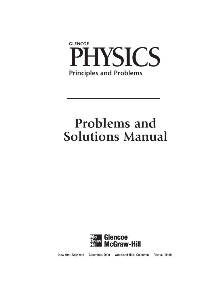 Glencoe Physics Principles And Problems Problems And Solutions Manual