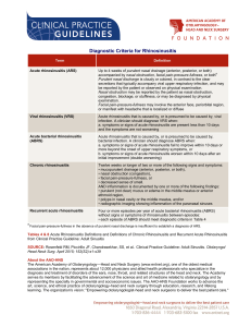 Adult Rhinosinusitis Physician Resource Diagnostic Criteria