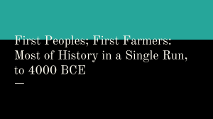Chapter 1 First Peoples  First Farmers  Most of History in a Single Chapter, to 4000 BCE